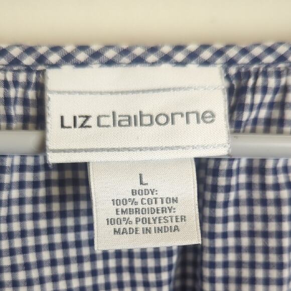 Colorful Embroidered Lightweight Black and White Checkered Top Women's Size L - Picture 4 of 9